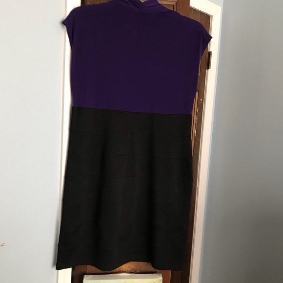 NWT EnFocus Studio Purple & Black Fitted Dress-16 - Picture 4 of 5